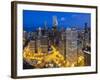 USA, Illinois, Chicago, Dusk View over the City-Nick Ledger-Framed Photographic Print