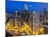 USA, Illinois, Chicago, Dusk View over the City-Nick Ledger-Mounted Photographic Print