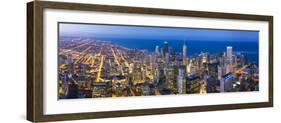 USA, Illinois, Chicago. Elevated Dusk View over the City from the Willis Tower.-Nick Ledger-Framed Photographic Print