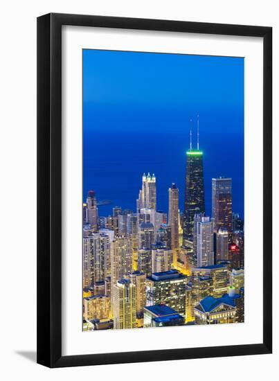 USA, Illinois, Chicago. Elevated Dusk View over the City from the Willis Tower.-Nick Ledger-Framed Photographic Print