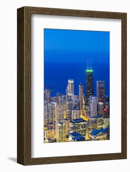 USA, Illinois, Chicago. Elevated Dusk View over the City from the Willis Tower.-Nick Ledger-Framed Photographic Print