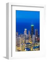 USA, Illinois, Chicago. Elevated Dusk View over the City from the Willis Tower.-Nick Ledger-Framed Photographic Print