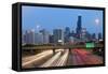 USA, Illinois, Chicago, Interstate Leading Downtown-Gavin Hellier-Framed Stretched Canvas