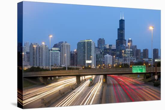 USA, Illinois, Chicago, Interstate Leading Downtown-Gavin Hellier-Stretched Canvas
