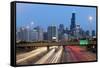 USA, Illinois, Chicago, Interstate Leading Downtown-Gavin Hellier-Framed Stretched Canvas