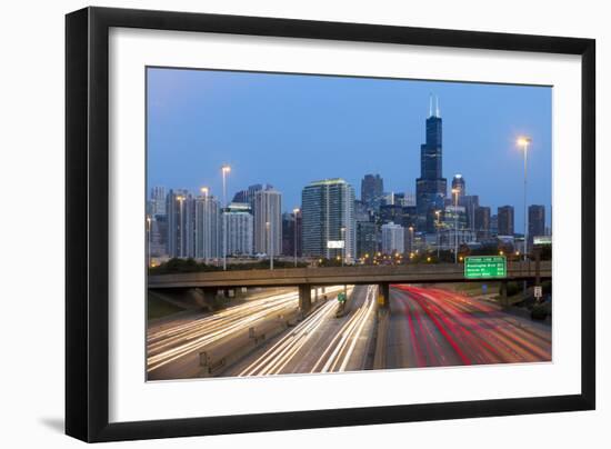 USA, Illinois, Chicago, Interstate Leading Downtown-Gavin Hellier-Framed Photographic Print