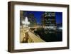 USA, Illinois, Chicago. Night along the Chicago River.-Jaynes Gallery-Framed Photographic Print