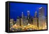 USA, Illinois, Chicago. Night Time View over the City.-Nick Ledger-Framed Stretched Canvas