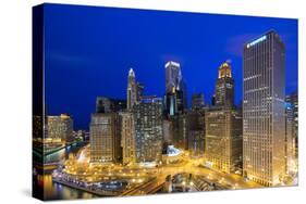 USA, Illinois, Chicago. Night Time View over the City.-Nick Ledger-Stretched Canvas