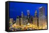 USA, Illinois, Chicago. Night Time View over the City.-Nick Ledger-Framed Stretched Canvas