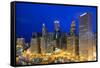 USA, Illinois, Chicago. Night Time View over the City.-Nick Ledger-Framed Stretched Canvas