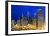 USA, Illinois, Chicago. Night Time View over the City.-Nick Ledger-Framed Photographic Print