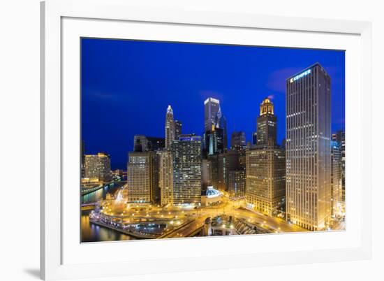 USA, Illinois, Chicago. Night Time View over the City.-Nick Ledger-Framed Photographic Print