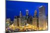 USA, Illinois, Chicago. Night Time View over the City.-Nick Ledger-Mounted Photographic Print
