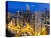 USA, Illinois, Chicago, Panoramic View over the City-Nick Ledger-Stretched Canvas