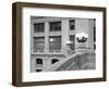 USA, ILlinois, Chicago, Sandstone Rail with Two Lamp Posts-Petr Bednarik-Framed Photographic Print