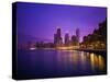 Usa, Illinois, Chicago Skyline and Lake Michigan, Night-Robert Glusic-Stretched Canvas