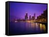 Usa, Illinois, Chicago Skyline and Lake Michigan, Night-Robert Glusic-Framed Stretched Canvas