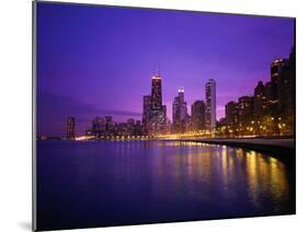 Usa, Illinois, Chicago Skyline and Lake Michigan, Night-Robert Glusic-Mounted Photographic Print