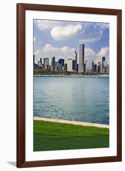 USA, Illinois, Chicago. Skyline and Lake Michigan.-Jaynes Gallery-Framed Premium Photographic Print