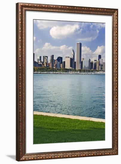 USA, Illinois, Chicago. Skyline and Lake Michigan.-Jaynes Gallery-Framed Premium Photographic Print