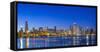 Usa, Illinois, Chicago. the City Skyline and a Frozen Lake Michigan from Near the Shedd Aquarium.-Nick Ledger-Framed Stretched Canvas