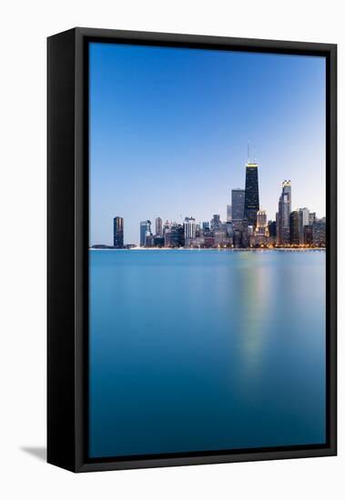 Usa, Illinois, Chicago. the City Skyline from North Avenue Beach.-Nick Ledger-Framed Stretched Canvas