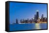 Usa, Illinois, Chicago. the City Skyline from North Avenue Beach.-Nick Ledger-Framed Stretched Canvas