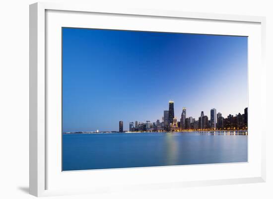 Usa, Illinois, Chicago. the City Skyline from North Avenue Beach.-Nick Ledger-Framed Photographic Print