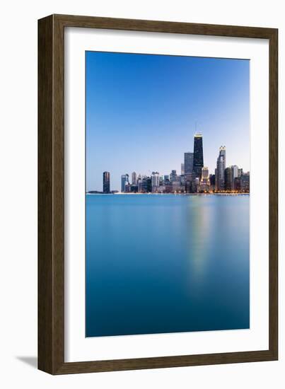 Usa, Illinois, Chicago. the City Skyline from North Avenue Beach.-Nick Ledger-Framed Photographic Print