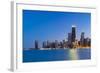 Usa, Illinois, Chicago. the City Skyline from North Avenue Beach.-Nick Ledger-Framed Photographic Print