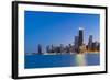 Usa, Illinois, Chicago. the City Skyline from North Avenue Beach.-Nick Ledger-Framed Photographic Print