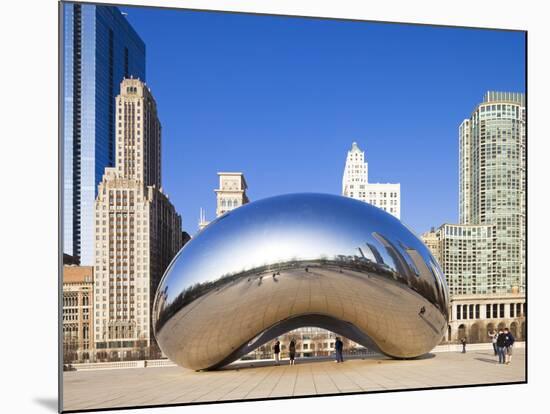 USA, Illinois, Chicago, the Cloud Gate Sculpture in Millenium Park-Nick Ledger-Mounted Photographic Print