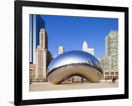 USA, Illinois, Chicago, the Cloud Gate Sculpture in Millenium Park-Nick Ledger-Framed Photographic Print