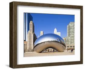 USA, Illinois, Chicago, the Cloud Gate Sculpture in Millenium Park-Nick Ledger-Framed Photographic Print