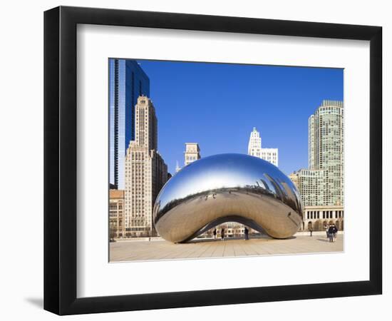 USA, Illinois, Chicago, the Cloud Gate Sculpture in Millenium Park-Nick Ledger-Framed Photographic Print