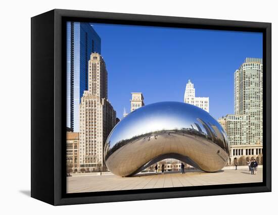 USA, Illinois, Chicago, the Cloud Gate Sculpture in Millenium Park-Nick Ledger-Framed Stretched Canvas