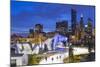 USA, Illinois, Chicago. The Maggie Daley Park Ice Skating Ribbon on a cold Winter's evening.-Nick Ledger-Mounted Photographic Print