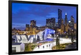 USA, Illinois, Chicago. The Maggie Daley Park Ice Skating Ribbon on a cold Winter's evening.-Nick Ledger-Framed Photographic Print