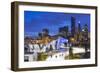 USA, Illinois, Chicago. The Maggie Daley Park Ice Skating Ribbon on a cold Winter's evening.-Nick Ledger-Framed Photographic Print