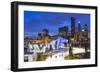 USA, Illinois, Chicago. The Maggie Daley Park Ice Skating Ribbon on a cold Winter's evening.-Nick Ledger-Framed Photographic Print