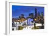 USA, Illinois, Chicago. The Maggie Daley Park Ice Skating Ribbon on a cold Winter's evening.-Nick Ledger-Framed Photographic Print