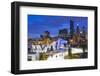 USA, Illinois, Chicago. The Maggie Daley Park Ice Skating Ribbon on a cold Winter's evening.-Nick Ledger-Framed Photographic Print