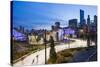 USA, Illinois, Chicago. The Maggie Daley Park Ice Skating Ribbon on a cold Winter's evening.-Nick Ledger-Stretched Canvas