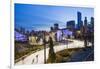 USA, Illinois, Chicago. The Maggie Daley Park Ice Skating Ribbon on a cold Winter's evening.-Nick Ledger-Framed Photographic Print