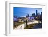 USA, Illinois, Chicago. The Maggie Daley Park Ice Skating Ribbon on a cold Winter's evening.-Nick Ledger-Framed Photographic Print