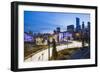 USA, Illinois, Chicago. The Maggie Daley Park Ice Skating Ribbon on a cold Winter's evening.-Nick Ledger-Framed Photographic Print