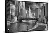 USA, ILlinois, Chicago. Wabash Avenue Bridge with Cityscape-Petr Bednarik-Framed Stretched Canvas