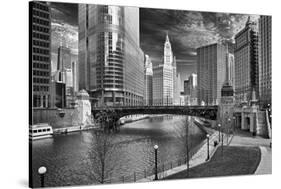 USA, ILlinois, Chicago. Wabash Avenue Bridge with Cityscape-Petr Bednarik-Stretched Canvas