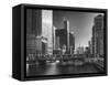 USA, ILlinois, Chicago. Wells Street Bridge and Cityscape-Petr Bednarik-Framed Stretched Canvas